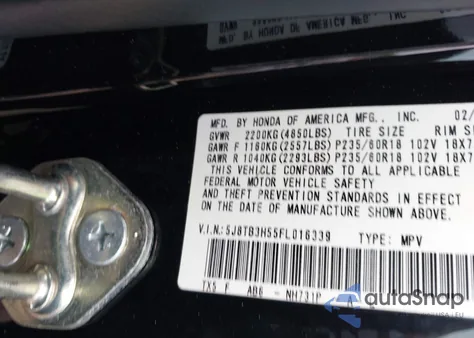 2015 Acura Rdx z USA, uszkodzony, nr VIN 5J8TB3H55FL016339